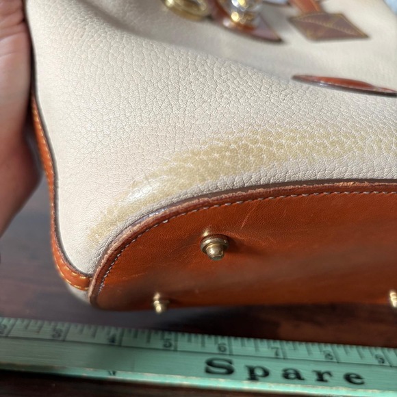 Vintage Dooney & Bourke AWL Pebble Leather Tote Bone Tan‎ Duck Bag - Picture 6 of 16